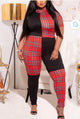 Plus size plaid print jumpsuit